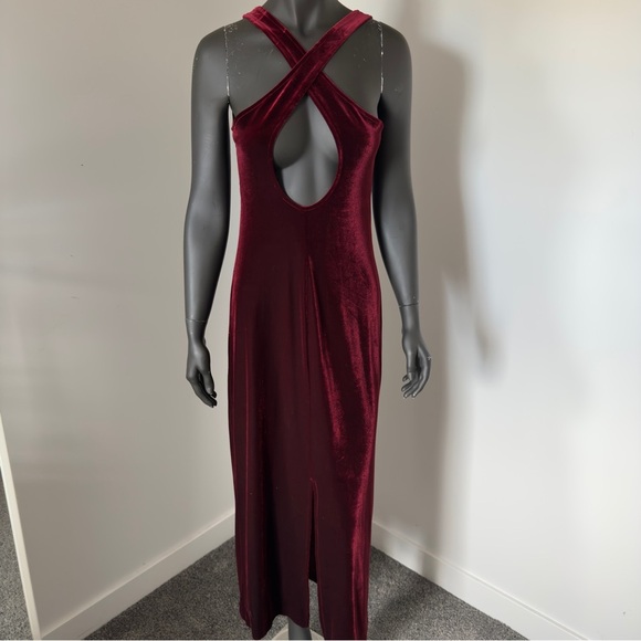VTG Burgundy Velvet Sleeveless Maxi Dress – The Dress Collection – Size L - Picture 7 of 9
